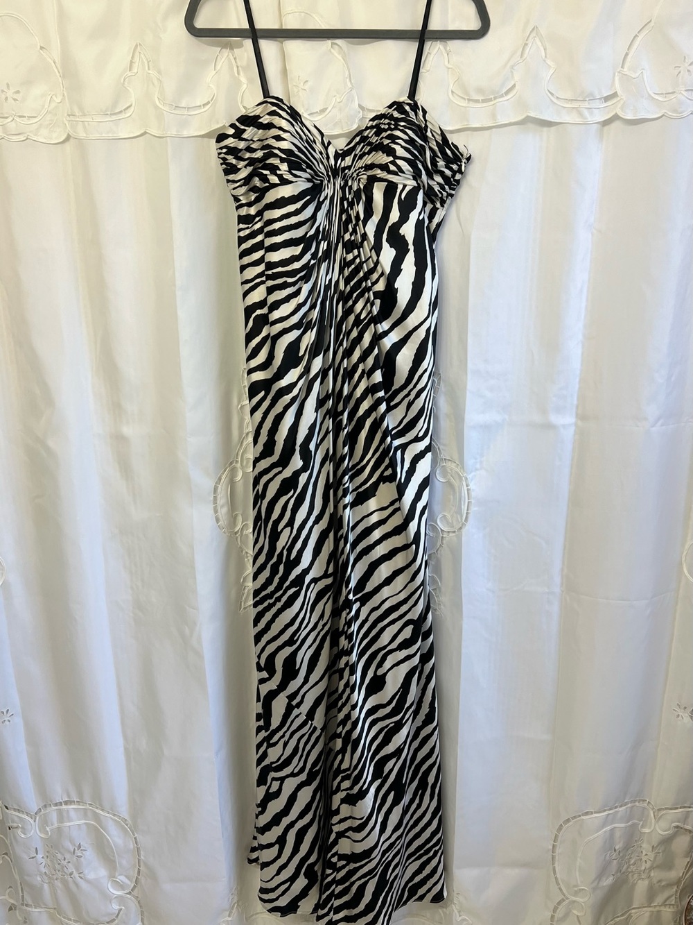 Laundry by Shelli Segal 100% Silk Zebra Print Maxi Dress Y2K Size 8